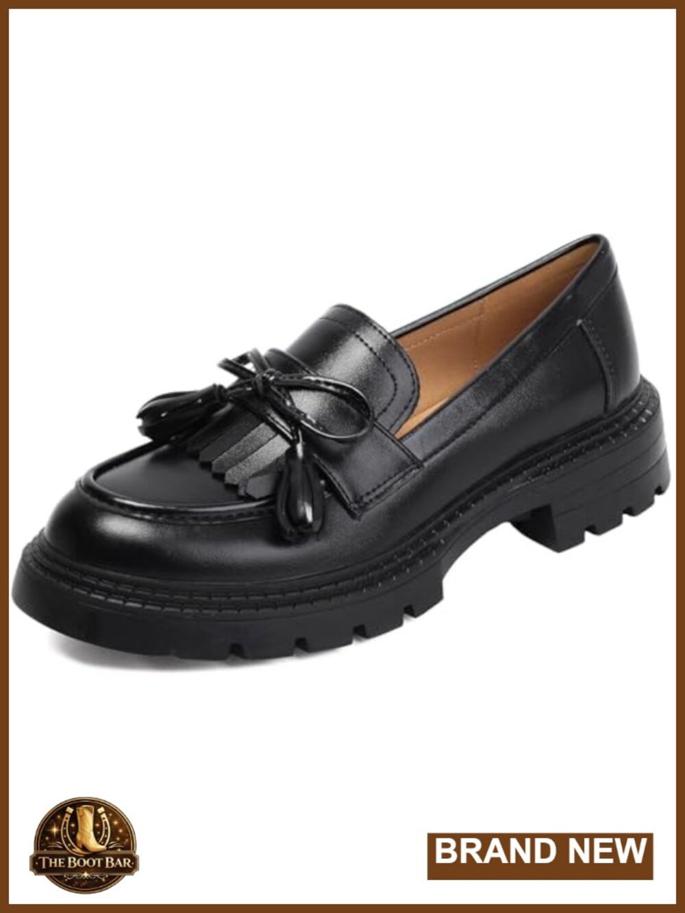 Women's Platform Loafers Faux Leather Slip-On Chunky Work Shoes